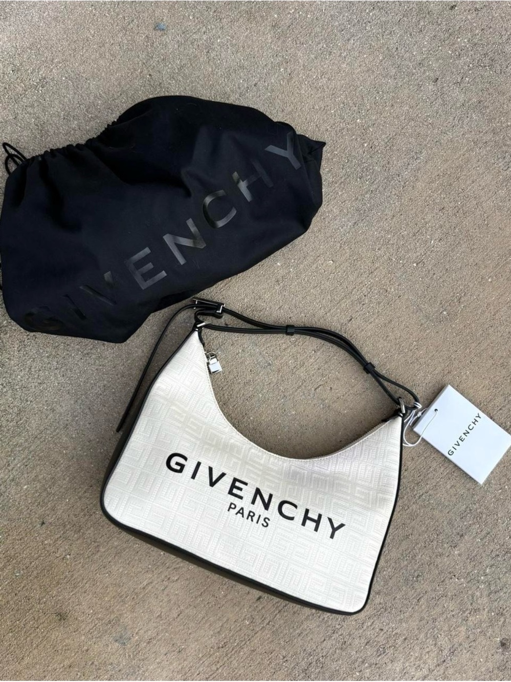 Givenchy Cream Logo-Print Shoulder Bag